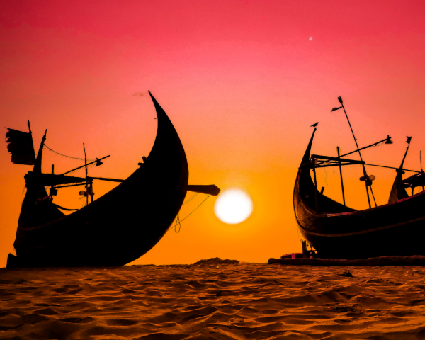 Boats in Sunset, Cox's Bazar