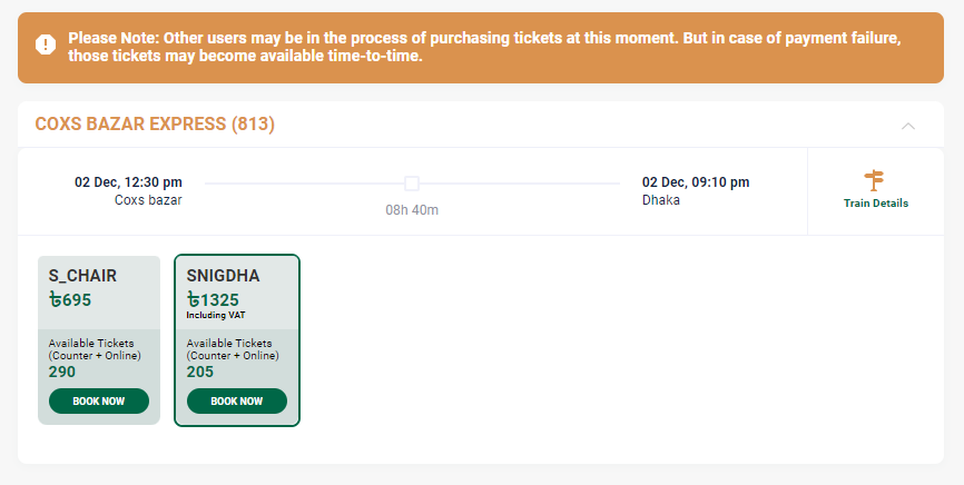 Cox;s Bazar Express Online Ticket